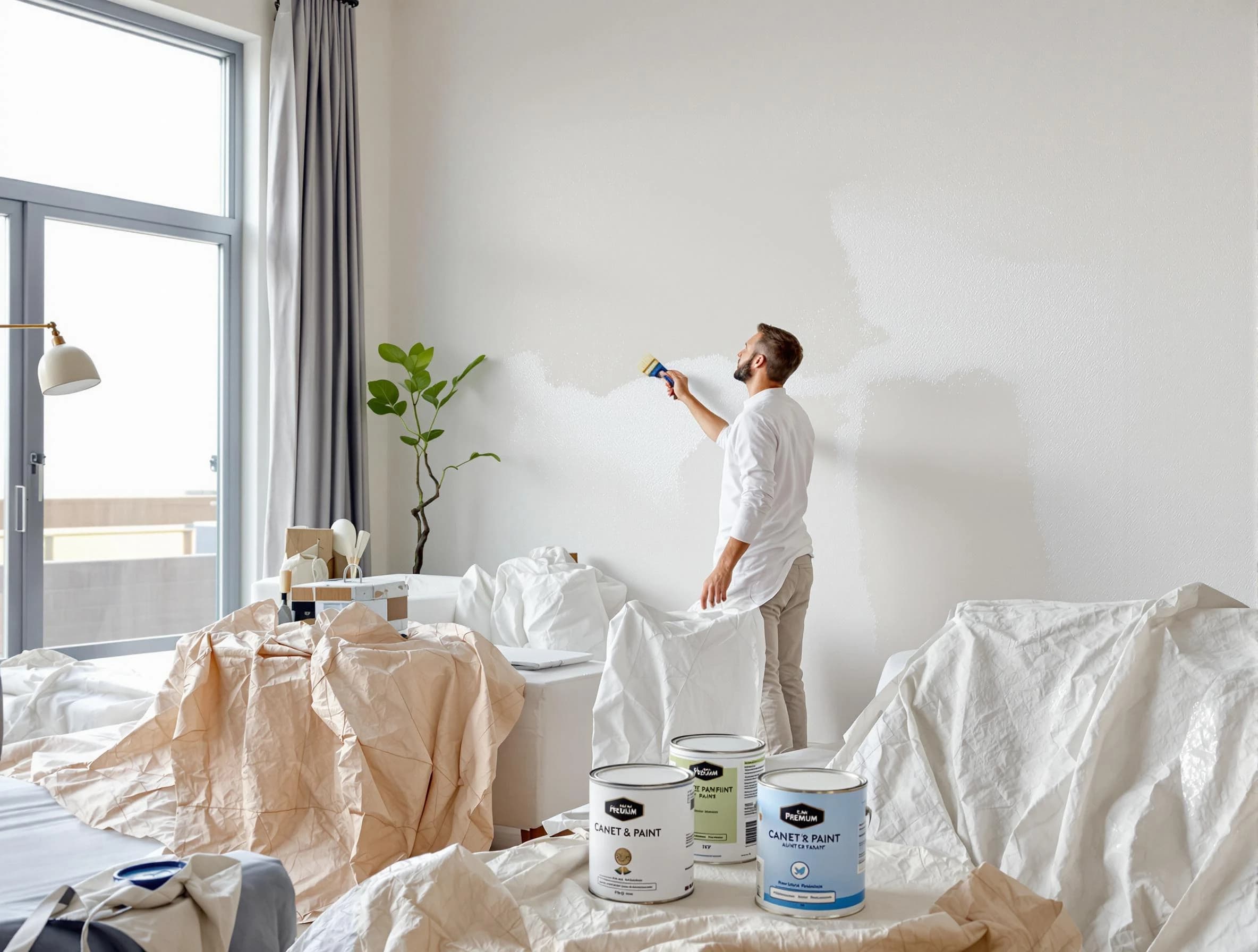 Rocky River House Painters team carefully painting an interior wall in Rocky River, OH